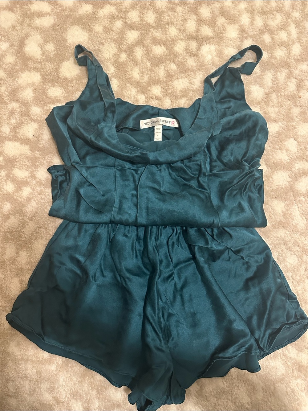 Victoria's Secret Teal Satin Cami Romper